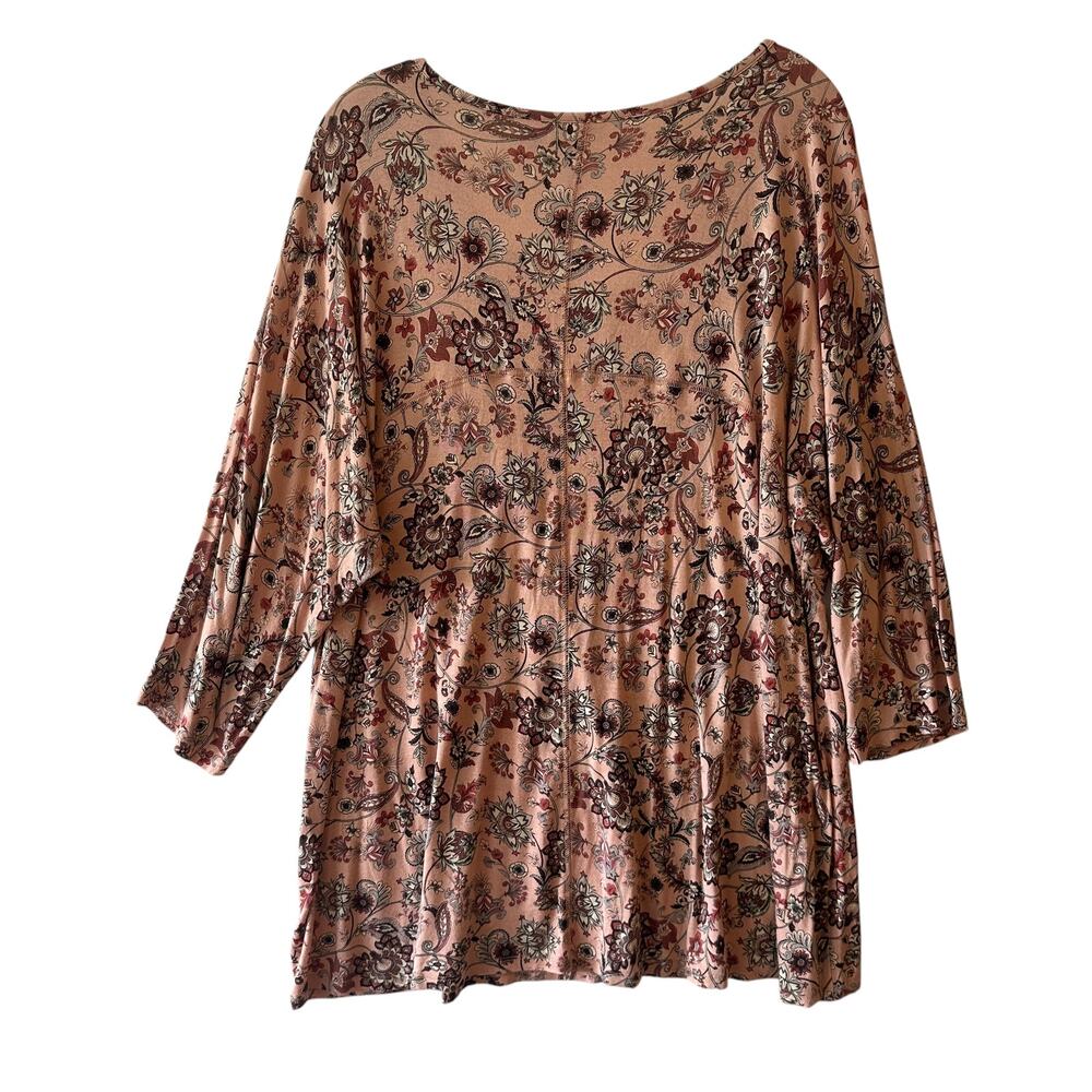 Tabitha Webb Knit Top Womens Size 2X Pink Paisley Floral V-Neck 3/4 Sleeve ee - Picture 4 of 8